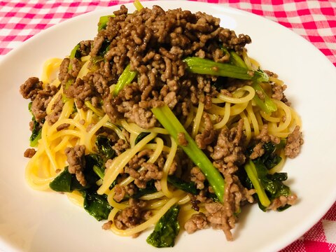 プルコギのたれで！簡単☆ほうれん草とひき肉のパスタ